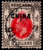 British POs In China 1917 SG14 $2 Carmine-red And Grey-black Mult Crown CA Cds Used - Usados