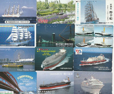 Japan, 12 Different Cards With Ships, Boats, Ferries, Tankers, Tug Boats, And Other Maritime Stuff, 2 Scans.   5 - Schiffe