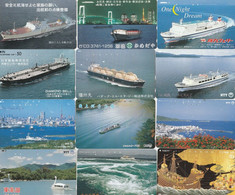 Japan, 12 Different Cards With Ships, Boats, Ferries, Tankers, And Other Maritime Stuff, 2 Scans.   6 - Boats