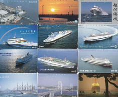 Japan, 12 Different Cards With Ships, Boats, Ferries, Tankers, And Other Maritime Stuff, 2 Scans.   10 - Boten