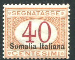 SOMALIA 1920 SEGNATASSE 40 CENT. SASSONE N .27  ** MNH FRESCHISSIMO - Somalie