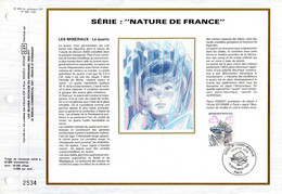 " LE QUARTZ " Sur Feuillet CEF 1er Jour Sur Soie De 1986. N° YT 2430 FDC - Minerals