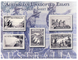 (BB 30) Australian Unadopted Essays - Souvenir Sheet Nº3 (Blue Mountains Crossing Etc) - Cinderelas
