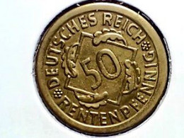 German Republic 50 Rentenpfenning 1924E KM 34 - 50 Rentenpfennig & 50 Reichspfennig