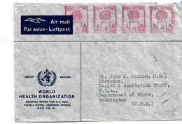 CH420 / WHO INDIEN - 1953 Nach Den USA Mit 6 Freistempel (4 Vorderseitig, 2 Rückseitig - Covers & Documents