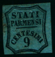27334) PARMA-9 C• Diciture In Cornice Ottagonale • Azzurrro-Governo Provvisorio - Segnatasse Per Giornali -1853• MLH* - Parme