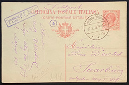 Entier Carte Italien Barré En Feldpost ! Obl Dateur Deutsche Feldpost Pour Saarburg Superbe & RR - Armée Belge