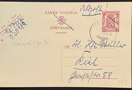 Entier Carte Belge Barré En Feldpost ! Utilisé Par Un Allemand Obl Dateur Feldpost 13 Juin 1940 Superbe & RR - Army: Belgium
