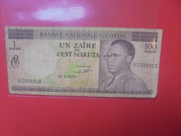CONGO 100 MAKUTA/1 ZAIRE 1970 Circuler - Democratic Republic Of The Congo & Zaire