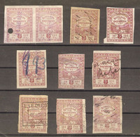 Belgique - Quittances - Petit Lot De 10 Timbres Fiscaux - 5 Et 10 C - Annulation Manuelle Et Mécanique - Postzegels