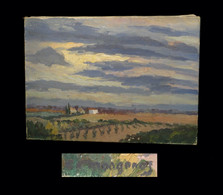 MANGENOT (Emile) - Huile Sur Toile, Signée : Paysage De Plaine. - Huiles