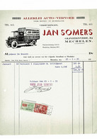 VP FACTUUR BELGÏE 1935 (V2030) VERHUIZINGEN JAN SOMERS (1 Vue) MECHELEN Olivetenvest, 54 Déménagement - Transports