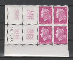 FRANCE / 1967 / Y&T N° 1536 ** : Marianne De Cheffer 30c Lilas (de Feuille) - Gomme Métropolitaine X 4 - CDàG 1968 01 15 - 1960-1969