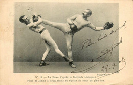 La Boxe D'après La Méthode MAINGUET * CPA 1908 Signée écrite Dédicace Autographe * 52 Boulevard Haussmann Paris 9ème - Pugilato