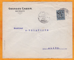 1927 - Enveloppe De Beyrouth, Liban Syrie Vers Alger - OMF - Affrt 2 Piastres 50 Centièmes Semeuse Lignée Surchargée - Storia Postale
