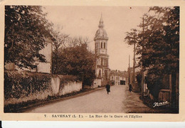 SAVENAIS  - La Rue De La Gare Et L'Eglise. - Savenay