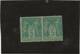 TYPE SAGE -N° 75 PAIRE NEUVE SANS CHARNIERE -ANNEE 1876 - COTE : 110 € - 1876-1898 Sage (Type II)