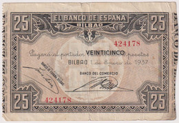 SPAIN , BILBAO , 25 CENTIMOS 1937 VF - Sonstige & Ohne Zuordnung