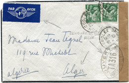 FRANCE LETTRE PAR AVION CENSUREE DEPART LYON-GROLEE 3-10-40 RHONE POUR L'ALGERIE - 1939-44 Iris