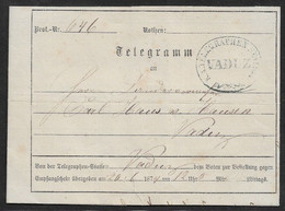 1874 LIECHTENSTEIN  - RRR TELEGRAMM UMSCHLAG  GEBRAUCHT VADUZ - SEHR SELTEN Mi.€2000 - ...-1912 Voorlopers