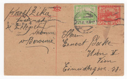 1921. CZECHOSLOVAKIA,STATIONERY CARD USED TO VIENNA, AUSTRIA - Zonder Classificatie