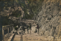 Real Photo Hand Colored Benguet Road  Building A Bridge - Philippines