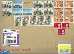 GREAT BRITAIN 2020 Registered Air Mail Cover To Estonia Many Nice Stamps Stamps Remained Uncanelled - Cartas & Documentos