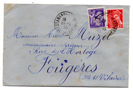 1945--Lettre De St AMAND DE VENDOME-41 Pour Fougères--type Iris + Mercure ..cachets Ronds - 1921-1960: Periodo Moderno