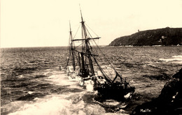 Naufrage Du Bateau Voilier Goëlette MALTA * Carte Photo * Cape Cornwall Uk - Sailing Vessels