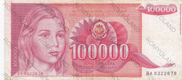 BANCONOTE 100.000 DINAR JUGOSLAVIA - Yugoslavia