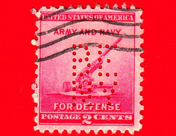 USA - STATI UNITI - Usato - 1940 - Contraerei - National Defense - Army And Navy - Anti-aircraft Gun - 2 - Zähnungen (Perfins)