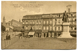 CPA - Carte Postale - Belgique - Mons - Un Coin De La Place De La Station - 1924  (DG15521) - Mons