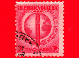 CUBA - Usato - 1939 - Industria Del Sigaro - Tabacco - Cigar, Globe - 2 - Used Stamps