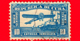 CUBA - Usato - 1914 - Aereo - Aviazione - Espressi - Recapito Speciale - Entrega Inmediata - 10 - Oblitérés