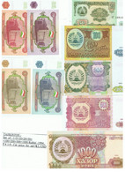 TAJIKISTON *- SET  OF :1-1000 RUBLE-1994, P -1-9 , UNC. - Tadjikistan