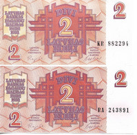 Lot De 2 Billets De 2 Rublis De Lettonie 1992 - Latvia