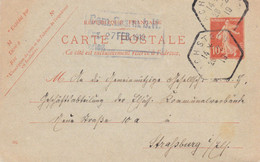 CP Entier 10c Semeuse Obl Provisoire Dachstein 26/2/1919 Pour Strasbourg (tàd Hexagonal Dès Février 1919!) - Alsace Lorraine