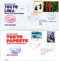 Tokyo Papeete Lima 1973 - 1er Vol Boeing 707 Air France - Tahiti - First Flight Erstflug - Pérou Peru - Transpacifique - Storia Postale