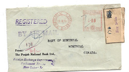 IU051 / INDIEN - Bankeinschreiben Mit Korrigierter E-Nr. 178 Nach Kanada 1961 - Storia Postale