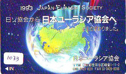 TELECARTE JAPAN *  ESPACE (1073)  GLOBE * SATELLITE * TERRESTRE * MAPPEMONDE * Telefonkarte Phonecard JAPAN * - Space