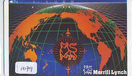 TELECARTE JAPAN *  ESPACE (1079) MERRILL LYNCH GLOBE SATELLITE * TERRESTRE * MAPPEMONDE * Telefonkarte Phonecard JAPAN * - Raumfahrt