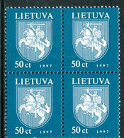 LITHUANIA 1997 Arms Definitive 50 C. Block Of 4 MNH / ** .  Michel 635 - Lituanie