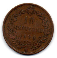 Italie -  10 Centisimi 1894 R - B+ - 1878-1900 : Umberto I.