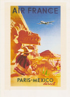 AIR FRANCE PARIS MEXICO DIRECT - 21 X 30 Cm - REPRO D'UNE AFFICHE VINTAGE IMPRIMÉE SUR TOILE - Posters