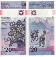 IRELAND  Northern  Just Issued   £20  Ulster Bank  Polimer  (issued October 2020) Flowers-butterfly /Street Entertainers - 20 Pounds