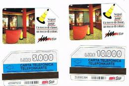 TELECOM ITALIA (PERIODO SIP) - C.& C.2380.2381 - NEGOZI IN SIP BILINGUE AA (2 SCHEDE DIVERSE)  - USATE - Públicas Especiales O Conmemorativas