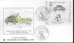 FRANCE  FDC  1989 Seurre Male Poste Journée Du Timbre - Día Del Sello