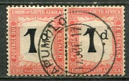 Union Of South Africa Postage Due, Südafrika Portomarken Mi# 2 Gestempelt/used - Pair - Segnatasse