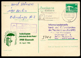 DDR P84-8-85 C112 Postkarte Zudruck HOLZSCHUTZ EISENACH Gebraucht 1985 - Privatpostkarten - Gebraucht