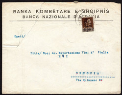 1939 Albania, Lettera Da Tirana A Brescia, Timbro Di Arrivo - Albanie